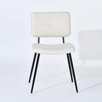 Set of Four Beige and Black Fabric and Steel Dining Side Chairs