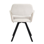 Set of Two Beige and Black Fabric and Steel Dining Arm Chairs