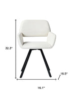 Set of Two Beige and Black Fabric and Steel Dining Arm Chairs