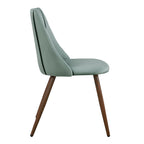 Set of Two Green and Brown Velvet and Steel Dining Side Chairs