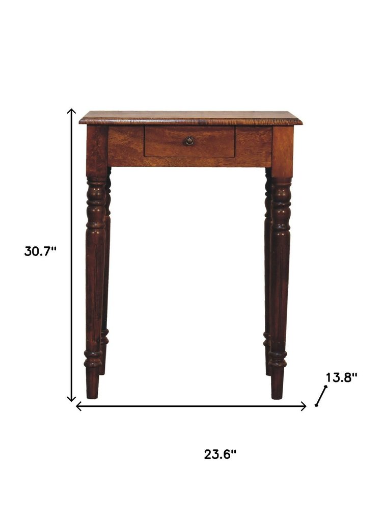 24" Brown Solid Wood Writing Desk