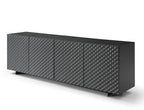 94" Dark Gray Wood Carved Geometric Sideboard With Four Doors