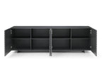 94" Dark Gray Wood Carved Geometric Sideboard With Four Doors