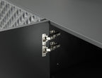 94" Dark Gray Wood Carved Geometric Sideboard With Four Doors