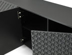 94" Dark Gray Wood Carved Geometric Sideboard With Four Doors