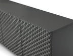 94" Dark Gray Wood Carved Geometric Sideboard With Four Doors