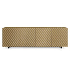 94" Gold Wood Carved Geometric Sideboard With Four Doors