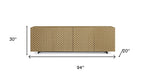 94" Gold Wood Carved Geometric Sideboard With Four Doors