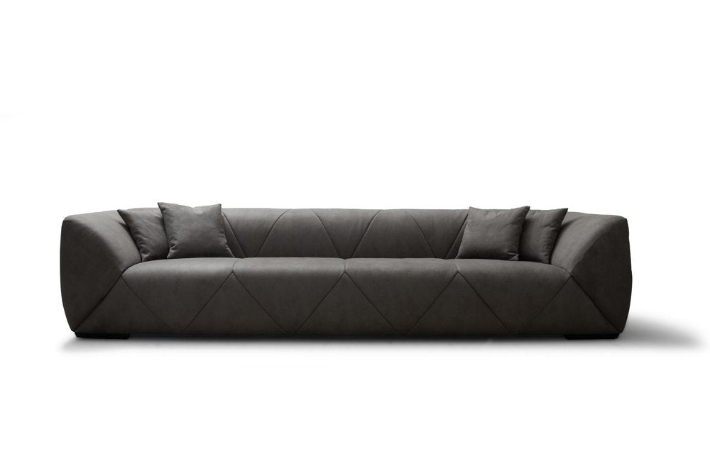 126" Dark Gray Nubuck Leather Sofa