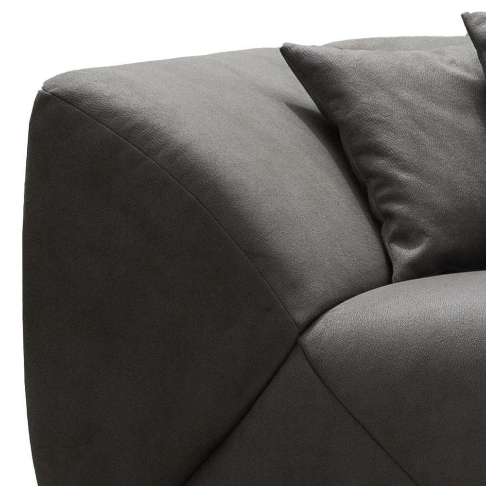 126" Dark Gray Nubuck Leather Sofa
