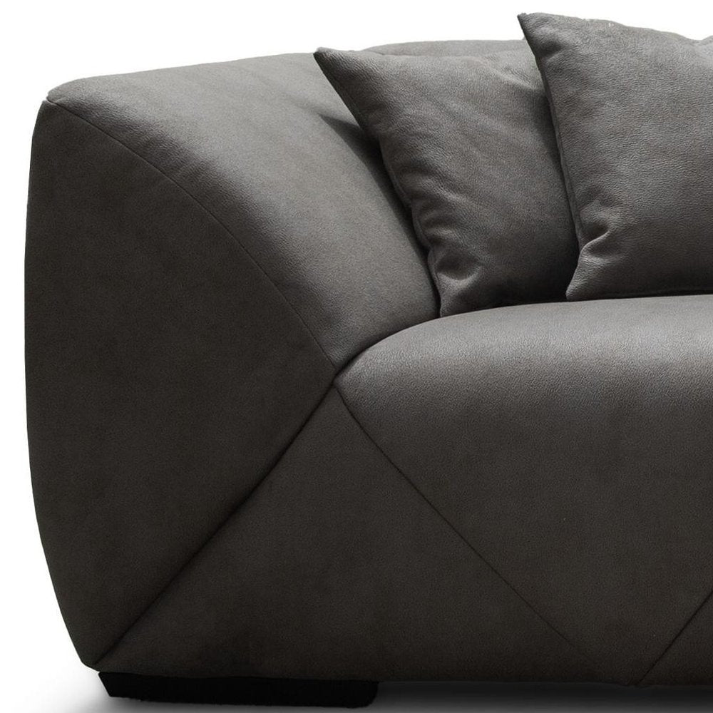 126" Dark Gray Nubuck Leather Sofa