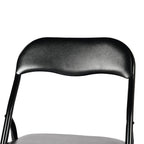 Set of Two Black Faux Leather and Steel Folding Chairs