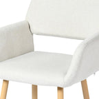 Set of Two Beige and Oak Fabric and Steel Dining Arm Chairs