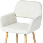 Set of Two Beige and Oak Fabric and Steel Dining Arm Chairs