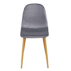Set of Four Gray and Oak Velvet and Steel Dining Side Chairs