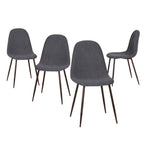 Set of Four Gray and Brown Fabric and Steel Dining Side Chairs