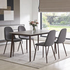 Set of Four Gray and Brown Fabric and Steel Dining Side Chairs