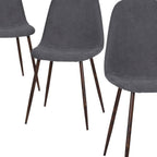 Set of Four Gray and Brown Fabric and Steel Dining Side Chairs