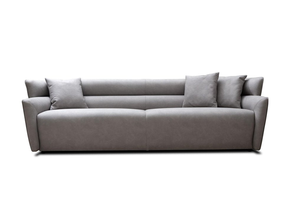 100" Gray Nubuck Leather Sofa