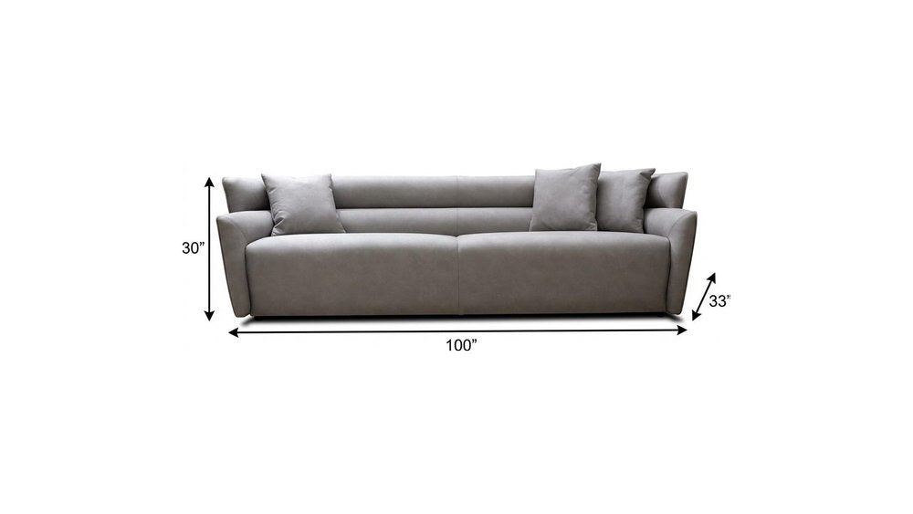 100" Gray Nubuck Leather Sofa