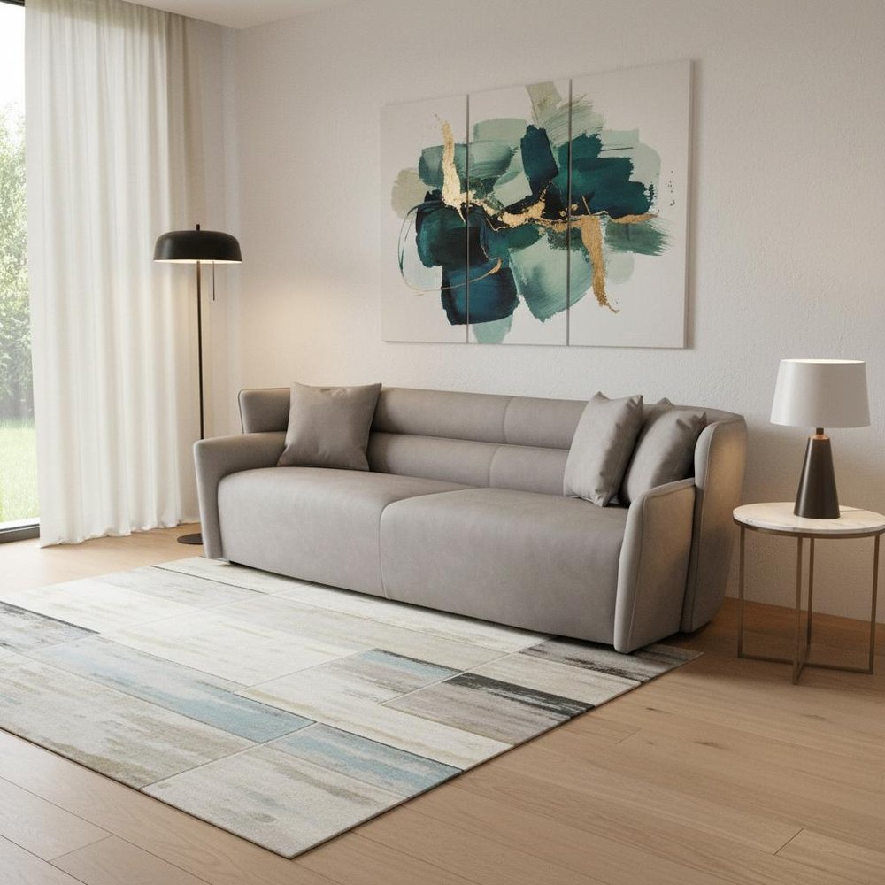 100" Gray Nubuck Leather Sofa