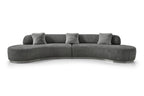 150" Dark Gray Boucle Curved Sofa With Toss Pillows