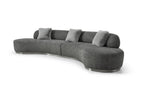 150" Dark Gray Boucle Curved Sofa With Toss Pillows