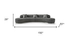 150" Dark Gray Boucle Curved Sofa With Toss Pillows