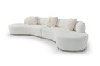 150" White Boucle Curved Sofa With Toss Pillows