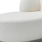 150" White Boucle Curved Sofa With Toss Pillows
