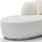 150" White Boucle Curved Sofa With Toss Pillows