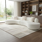 150" White Boucle Curved Sofa With Toss Pillows