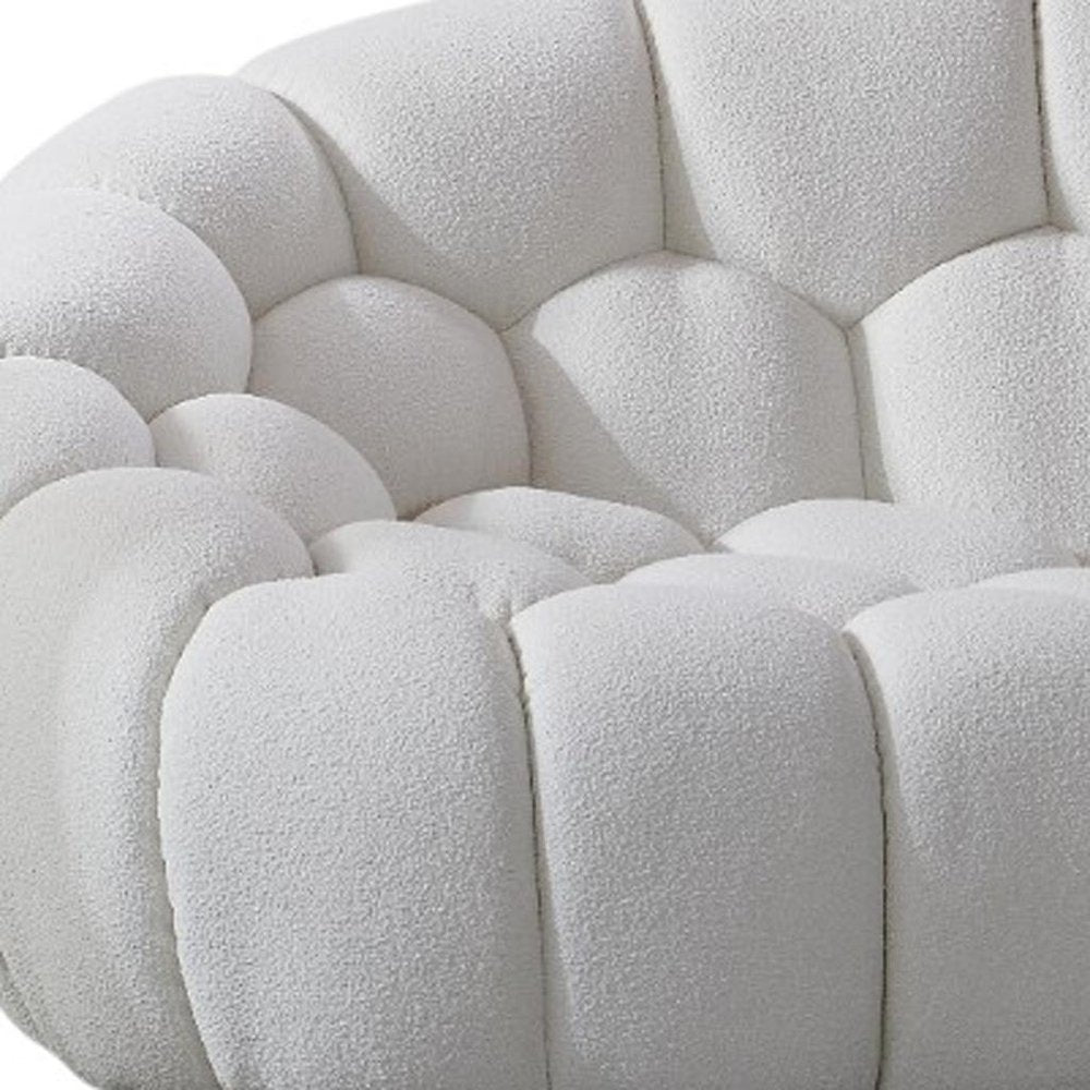 105" White Boucle Curved Sofa