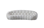 105" White Boucle Curved Sofa