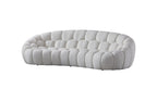 105" White Boucle Curved Sofa