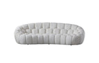 105" White Boucle Curved Sofa