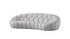 105" White Boucle Curved Sofa