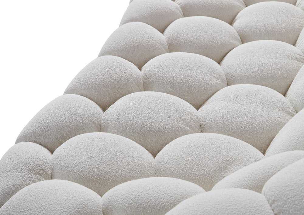 105" White Boucle Curved Sofa