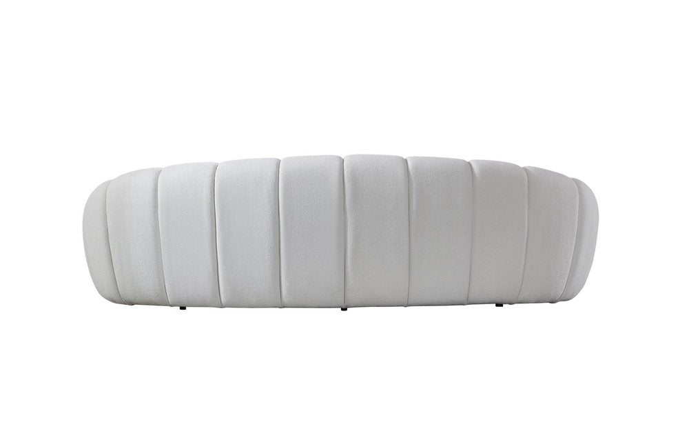 105" White Boucle Curved Sofa