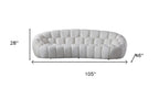 105" White Boucle Curved Sofa