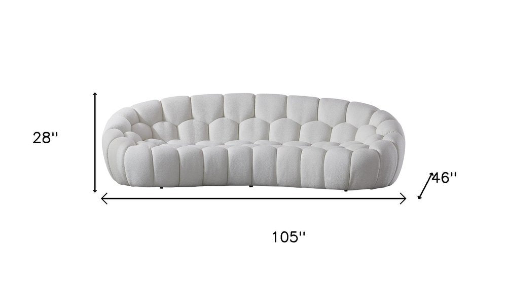105" White Boucle Curved Sofa
