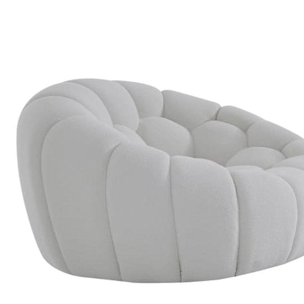 105" White Boucle Curved Sofa