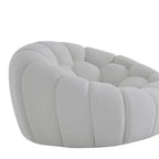 105" White Boucle Curved Sofa