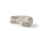 118" White Chenille Curved Sofa With Toss Pillows