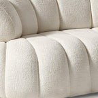 118" White Chenille Curved Sofa With Toss Pillows