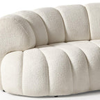 118" White Chenille Curved Sofa With Toss Pillows