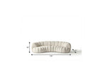 118" White Chenille Curved Sofa With Toss Pillows