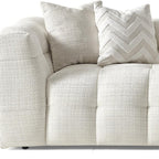91" Beige Chenille Sofa With Toss Pillows