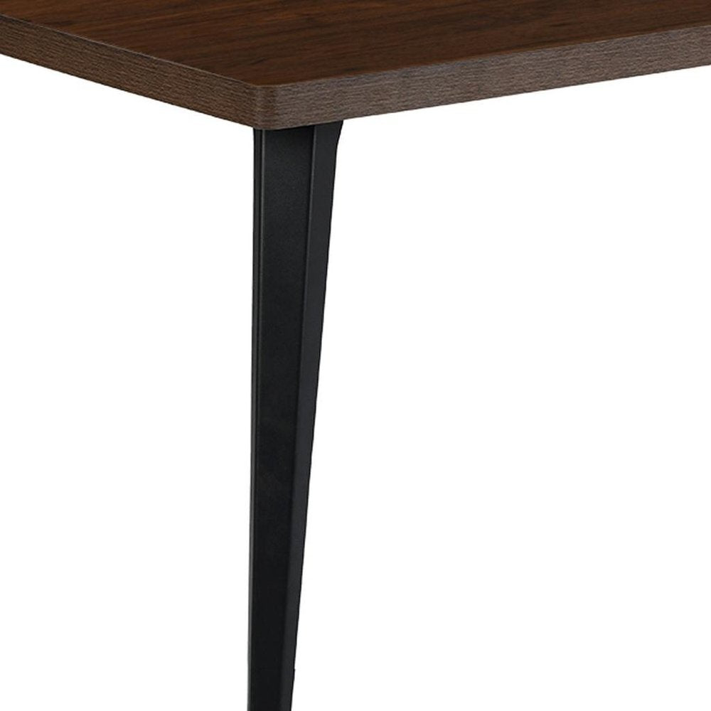 63" Dark Brown and Black Wood and Iron Dining Table