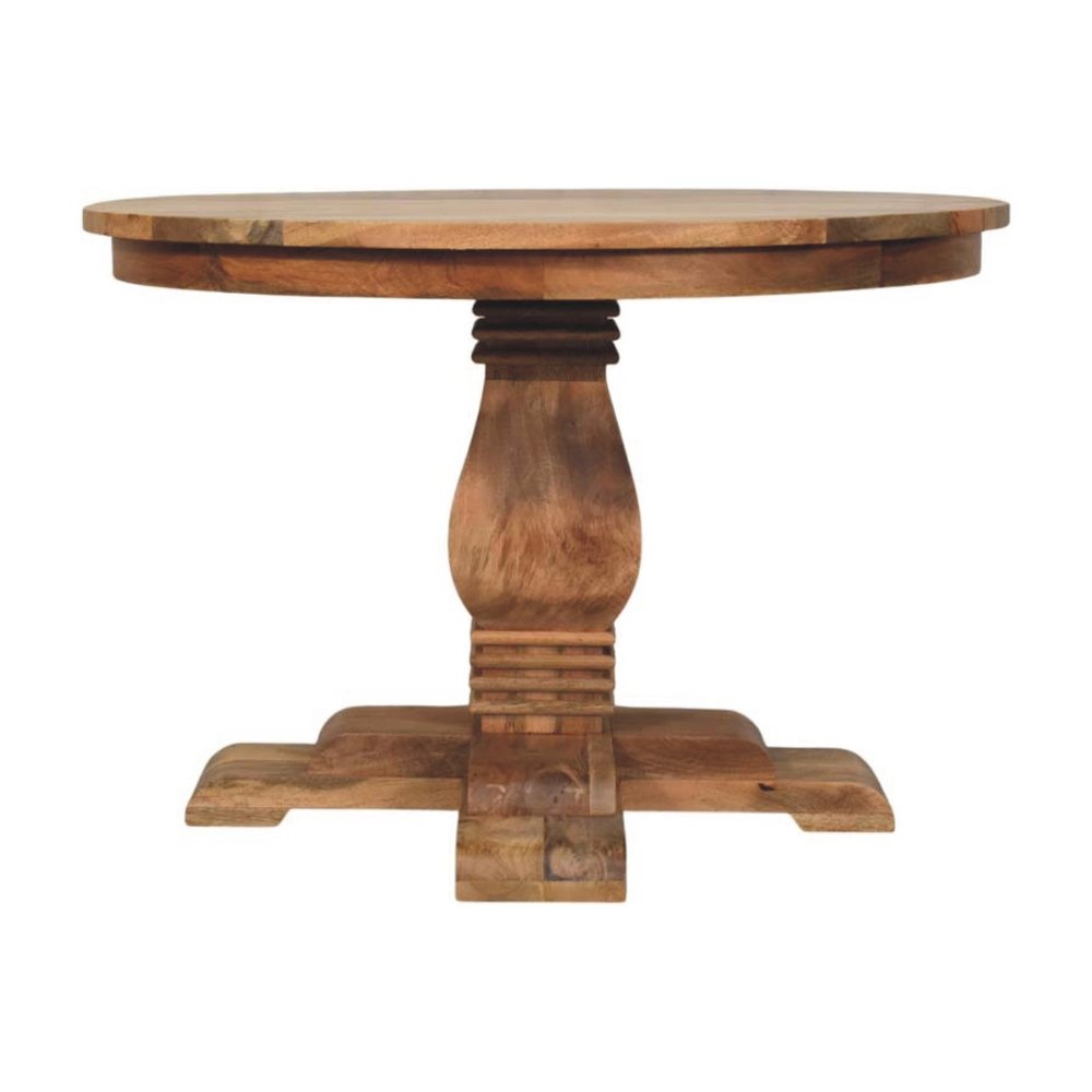 43" Brown Solid Wood Pedestal Base Round Top Dining Table
